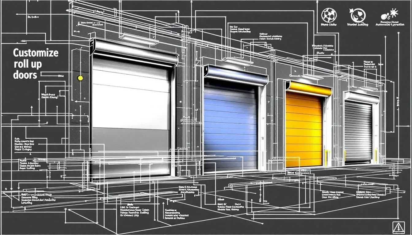 Customizable roll up doors in various colors and designs.