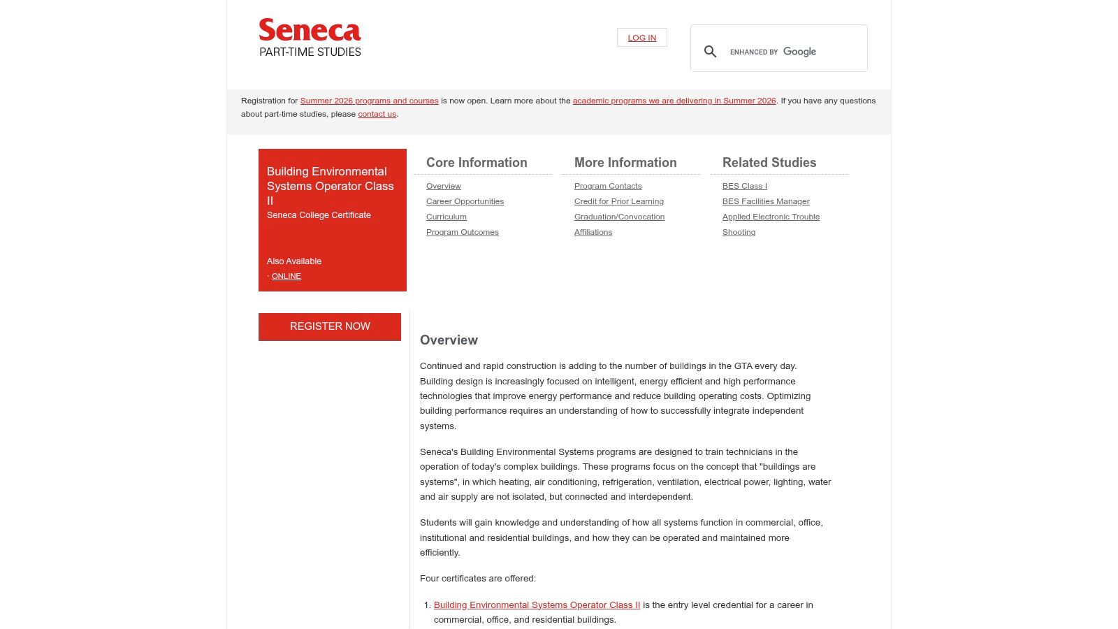 Seneca Polytechnic – Building Environmental Systems (BES) Certificates