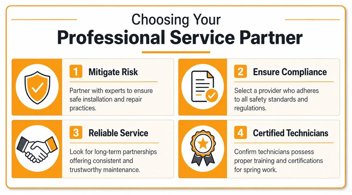 An infographic titled Choosing Your Professional Service Partner outlining four key tips for hiring maintenance professionals.