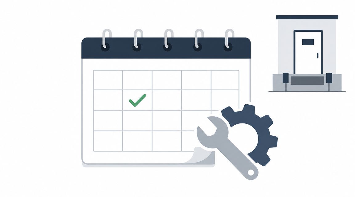 A calendar icon with a checkmark and a wrench, symbolizing scheduled maintenance or service appointments.