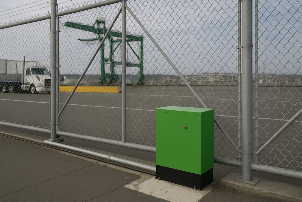 sliding industrial door system at a commercial plant facility