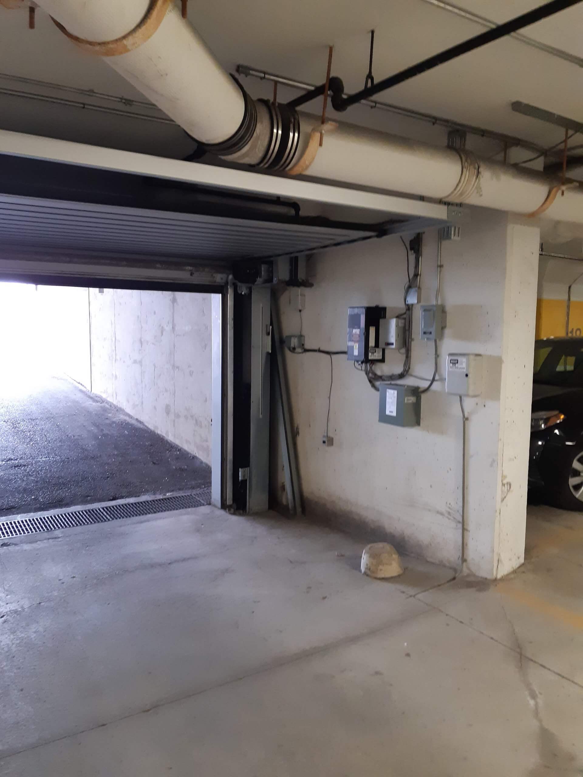 Underground parking garage entrance