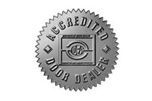 Accredited Door Dealer logo greyscale