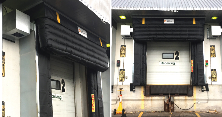 Inflated dock shelter doors
